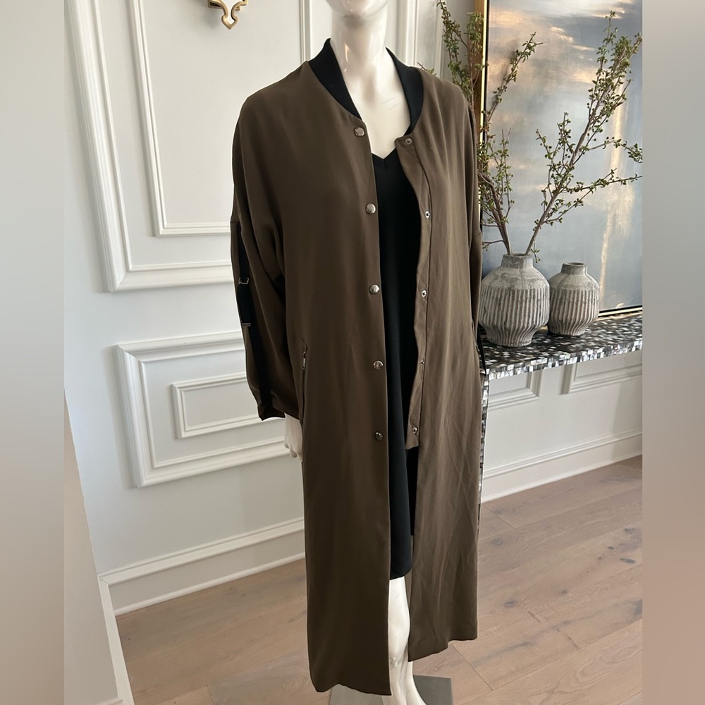 Topshop Lightweight Bomber Duster Longline Jacket Over Coat Womens Roll Tab
